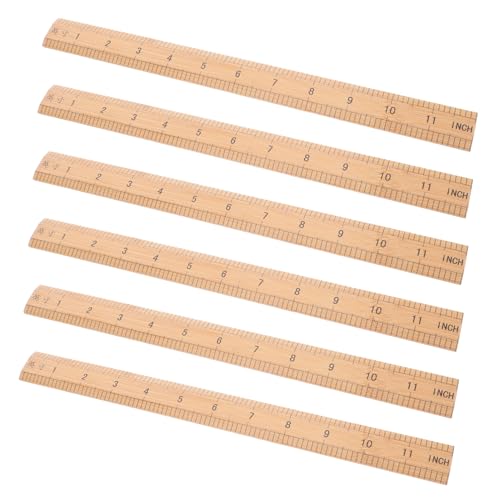Lurrose 6 Stück Teiliges Bambus-lineal Doppelseitig mit Zwei Skalen Präzise Schräger Rand Vielseitig für Nähen Quilten Patchwork für Anfänger und Handwerker Kompakt für Schule Büro Zuhause von Lurrose
