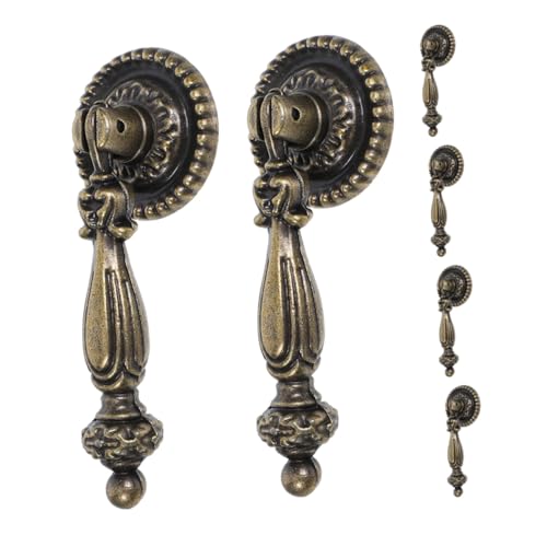 Lurrose 6 Stück Vintage Schrankgriff aus Langlebiger Zinklegierung Dekorative Einloch-möbelgriffe Tropfenförmige Bronze-schubladengriffe für Kommode Schrank Küche und Wohnzimmer von Lurrose