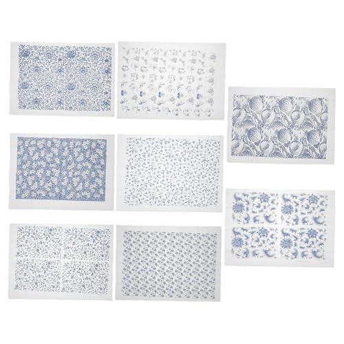 Lurrose 8 Stück Teiliges Unterglasur-transferpapier mit Traditionellen Blau-weißen Blumen Keramische Dekorationsfolien für Keramik-DIY Fächerbeständige Farbintensive Aufkleber für von Lurrose