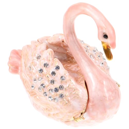 Lurrose Blau Schwan Tier Schmuck Schmuckstück Boxen Klapp Sammeln Figuren Hand- Gemalt mit Kristall Figurine Tier Ring Halter Ornamente Handwerk Geschenk für Wohnkultur von Lurrose