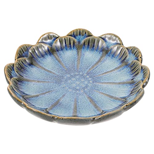 Lurrose Dessertschalen Blumenform Keramik Sauce Teller Keramik Aperitif Platten Tastung Geschirr Tauchschalen Saucer Gewürz Salat Soja ?l Halter Grau Blau Servierschalen von Lurrose