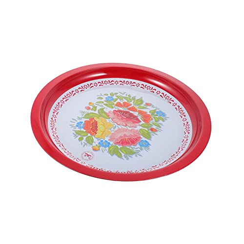 Lurrose Emaille Obst-und Gemüse Teller Emaille-teller Emailliertes Serviertablett Emaille-servierplatte Emaille-tortenteller Snacks Teller Brotkorb Metallmischschale Bonbonteller Draussen von Lurrose
