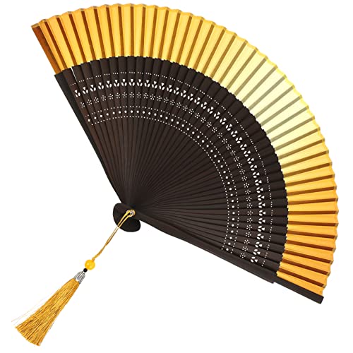 Lurrose Faltbarer Chinesischer Handfächer mit Quaste Retro Stil Tragbarer Fächer Farbverlauf Gelb für Hochzeiten Partys und Tanzaufführungen Lurrose Faltbarer Chinesischer Handfächer mit Quaste Retro Stil Tragbarer Fächer Farbverlauf Gelb für Hochzeiten Partys und Tanzaufführungen von Lurrose