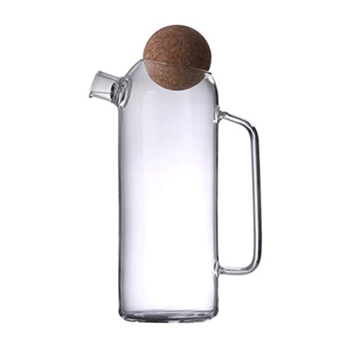 Lurrose Glaskrugflasche mit Korkkugel- Deckel- Karaffe mit Stopper- Getränk- Wasser- Karaffe- Glas- Tee- Kessel- Glas- Wasser- Karaffe Eistee- Tee- Pitcher 1200Ml von Lurrose