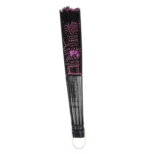 Lurrose Handfächer Chinesischer Stil mit Pfauenmuster Bestickter Pailletten Fächer für Damen Eleganter Faltbarer Dekofächer für Party Tanz Sommerkühlung von Lurrose