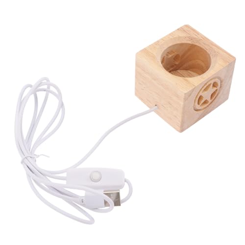 Lurrose Holz Kristallkugel Halter mit USB Ladefunktion Stabiles Nachtlicht mit Kreativem Hohlraumdesign LED Leuchtsockel als Dekorative Basis für Kristallkugel Sicherer Stand Warmes Licht von Lurrose