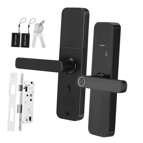 Lurrose Intelligentes Türschloss mit Fingerabdruck Passwort Karte und Schlüssel Wlan halbauotmatisches elektronisches Türschloss für Wohnungseingangstüren Kindersicherung und Vielseitige von Lurrose