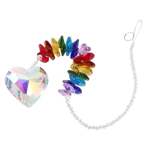 Lurrose Liebe Sonne FATZER Pendant LED Outdoor- Fenster Sonnenfänger Kristallhängedekor hängende Dekorationen für zu Hause Herzkristallprisma Herz hängendes Prisma Weißer Kristall von Lurrose