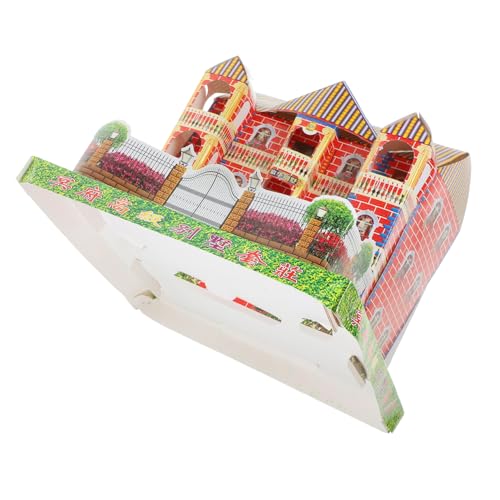 Lurrose Große Dreistöckige Papiervilla Für Ahnenverehrung Für Qingming Geisterfestivals Respektvolle Geste Zur Würdigung Der Vorfahren Leuchtende Farben von Lurrose