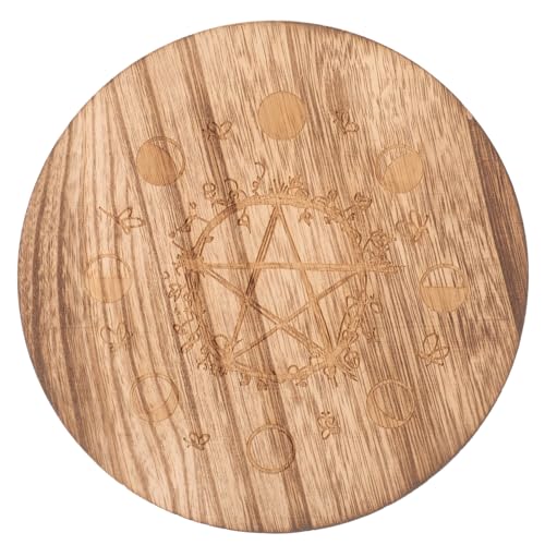Lurrose Meditationszubehör Metaphysisches Brett Altarkerzentablett Weissagungstafel Astrologietafel-ornament Pendelbrett Astrologieteller Mit Geschnitztem Kerzenhalter Holz Platte von Lurrose