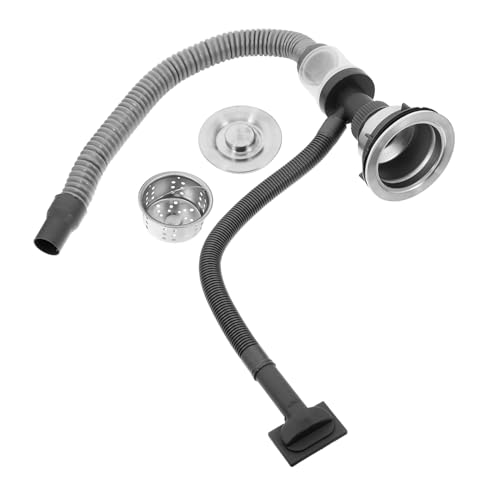Lurrose Odor Abflussrohr mit Flexiblem Verstellbarem Siphon für Einzel Küchenspüle Dickwandige Langlebige Ablaufgarnitur mit Überlauf Einfache Montage für Küche Bad und Wc von Lurrose