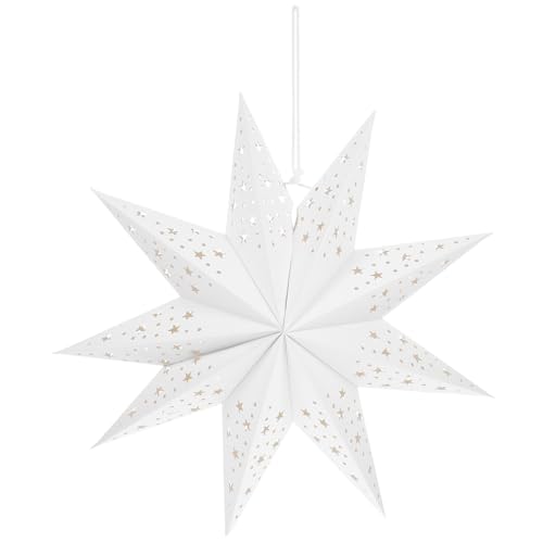 Lurrose Papierstern-Laterne mit 9 Spitzen, Stern-Lampenschirm, Weihnachten, hängende Laterne, Ornament für Hochzeit, Geburtstag, Urlaub (45 cm) von Lurrose