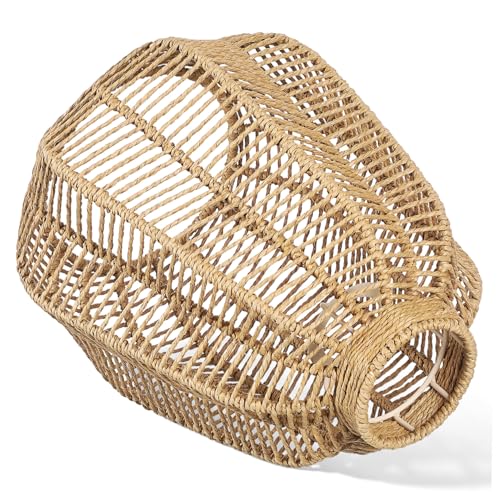 Lurrose Rattan Lampenschirm Woven Lampshade Für Tisch Deckenlampen Boho Stil Vielseitig Einsetzbar Für Wohnzimmer Schlafzimmer Und Esszimmer Langlebig Und Einfach Zu Montieren von Lurrose