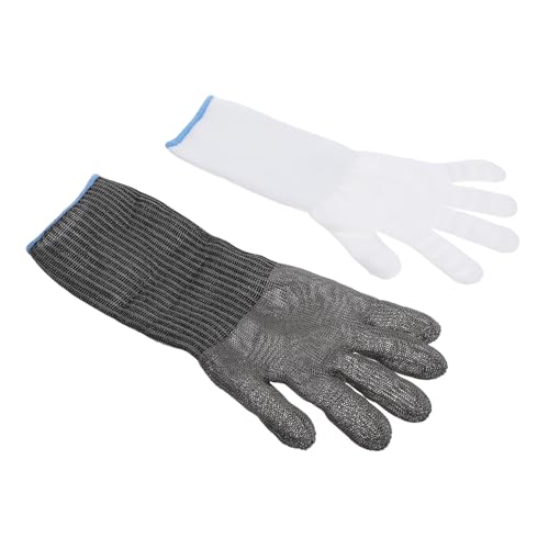 Lurrose Schnittfeste Drahthandschuhe mit Verlängertem Robuste Schutzhandschuhe für Küchen und Meeresfrüchteverarbeitung Vielseitig Einsetzbar für Metzger Elektriker und Fischreinigung von Lurrose