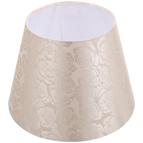Lurrose Stoff Lampenschirm Tischlampe Stoffschirm Ersatzschirm Kronleuchter Lampe Schatten Rose Muster Stickerei Stehlampe Trommel Lampenschirm Textilschirm für für E27 E14 Bodenleuchte Beige von Lurrose
