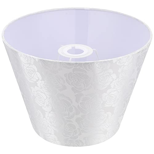 Lurrose Stoff Lampenschirm Tischlampe Stoffschirm Ersatzschirm Kronleuchter Lampe Schatten Rose Muster Stickerei Stehlampe Trommel Lampenschirm Textilschirm für für E27 E14 Bodenleuchte Weiß von Lurrose