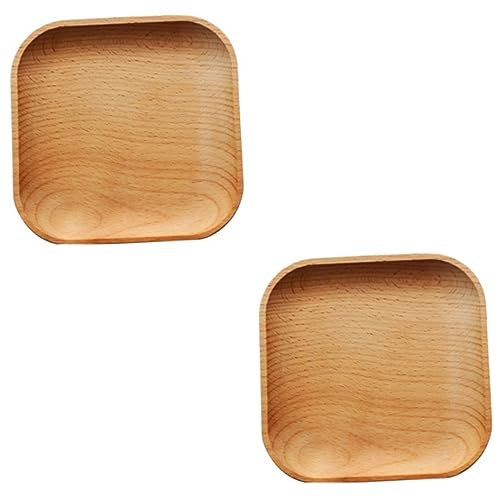 Lurrose Süßigkeitenschale 2 Stück Holz-Serviertablett Quadratisches Tablett Holztabletts Holzpaletten Dessertteller Für Die Küche Geteilter Teller Quadratischer Holzteller Japanischer von Lurrose