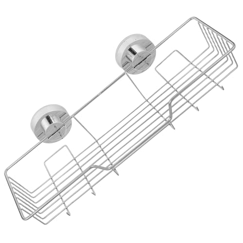 Lurrose Wandmontierter Edelstahl Aufbewahrungskorb mit Saugnapf Rostfrei Abtropfendes Design Platzsparend für Bad und Küche Kompakt ohne Bohren Vielseitiges Wandregal von Lurrose