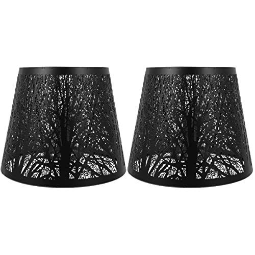 Lurrose Wohnkultur Metalllampenschirme 2Pcs Baumschattenlampe Abdeckung E27 Eisenlampenschatten Hohl Geschnitzte Lampe Abdeckung für Bodenlichttisch Kronleuchter Schwarz Schwarz Gotisch von Lurrose