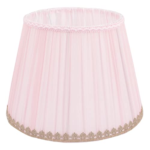 Stoff Lampenschirm E27 Plissee Lampenschirm Tischleuchte Stehlampe Tischlampe Stoffschirm Ersatzschirm Stehlampe Schirm Kronleuchter Licht Schatten Lampenabdeckung für Wandlampe Schutzhülle Rosa von Lurrose