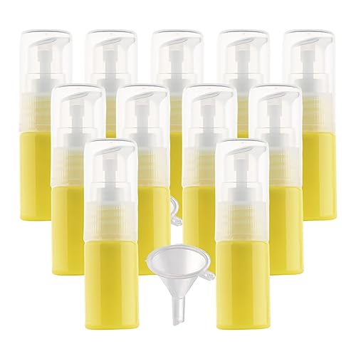 LusDoly 100 Stück, 10ml Gelb Plastik Kunststoff Pumpflasche Gelspender Flasche mit Lotion-Spender für Seife Kosmetik Lotionen Gels Cream von LusDoly