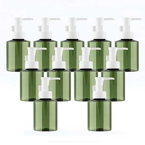 LusDoly 12 Stück, 100ml Grün Plastik Kunststoff Pumpflasche Gelspender Flasche mit Lotion-Spender Plastik-Flakon Lotionspender für Seife Kosmetik Lotionen Gels Cream von LusDoly