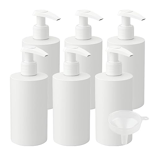 LusDoly 12 Stück, 200ml Weiß Plastik Kunststoff Pumpflasche Gelspender Flasche mit Lotion-Spender Lotionspender für Seife Kosmetik Lotionen Gels Cream von LusDoly