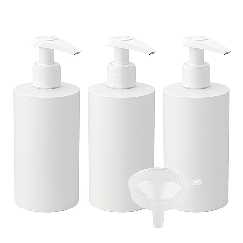 LusDoly 3 Stück, 200ml Weiß Plastik Kunststoff Pumpflasche Gelspender Flasche mit Lotion-Spender Lotionspender für Seife Kosmetik Lotionen Gels Cream von LusDoly