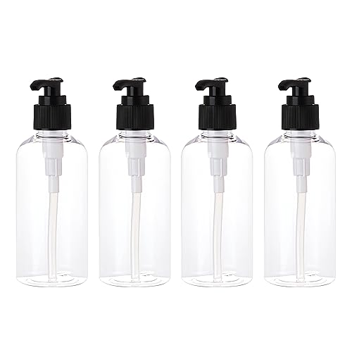 LusDoly 4 Stück, 200ml Transparent Kunststoff Pumpflasche Gelspender Flasche mit Lotion-Spender Lotionspender für Seife Kosmetik Lotionen Gel von LusDoly