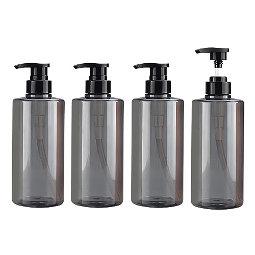 LusDoly 4 Stück, 500ml Grau Plastik Kunststoff Pumpflasche Gelspender Flasche mit Lotion-Spender für Seife Kosmetik Lotionen Gels Shampoo von LusDoly