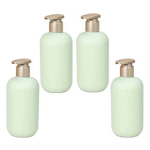 LusDoly 4 Stück, 500ml Grün Kunststoff Pumpflasche Gelspender Flasche Lotionspender für Seife Kosmetik Lotionen Gels Shampoo von LusDoly