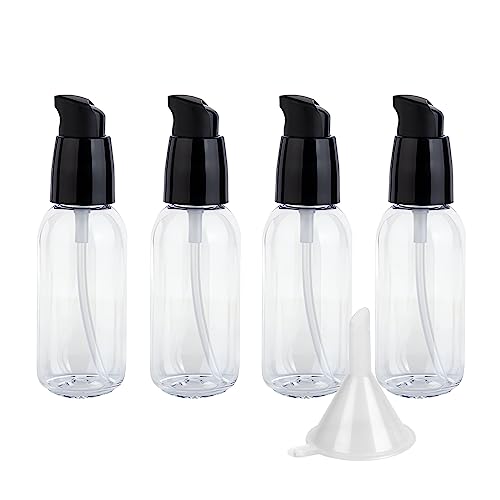 LusDoly 4 Stück, 50ml Transparent Plastik Kunststoff Pumpflasche Gelspender Flasche mit Lotion-Spender Lotionspender für Seife Kosmetik Lotionen Gels Cream von LusDoly