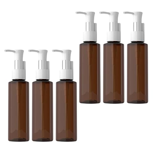 LusDoly 6 Stück, 100ml Braun Plastik Kunststoff Pumpflasche Gelspender Flasche Plastik-Flakon Lotionspender für Seife Kosmetik Lotionen Gels Cream von LusDoly