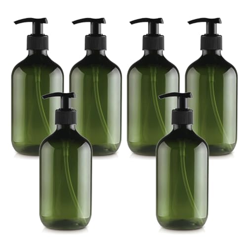 LusDoly 6 Stück, 500ml Grün Plastik Kunststoff Pumpflasche Gelspender Flasche Plastik-Flakon Lotionspender für Lotionen Gels Cream Seife Kosmetik von LusDoly