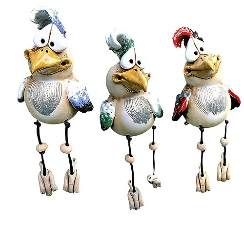 Lusacy Huhn Deko Garten Keramik, 3pcs ühner Deko Gartendeko Für Draußen Figuren, Huhn Gartendeko, Keramik Huhn Tierfigur Gartenstecker Keramikfigur Handarbeit Ornament von Lusacy