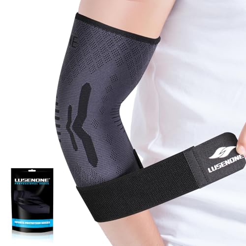 Lusenone Ellenbogenbandage mit Gurt für Damen/Herren, Ellenbogen-Kompressionsmanschette, verstellbare Tennis-Ellenbogenbandage Unterstützung für Tennis/Golfer Ellenbogen, Sehnenentzündung Lusenone Ellenbogenbandage mit Gurt für Damen/Herren, Ellenbogen-Kompressionsmanschette, verstellbare Tennis-Ellenbogenbandage Unterstützung für Tennis/Golfer Ellenbogen, Sehnenentzündung von Lusenone