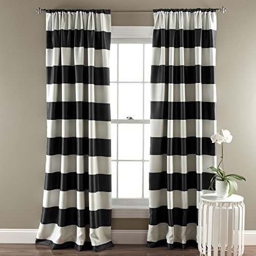 Lush Decor, Verdunkelungsvorhänge, Schwarz, gestreift, Raumverdunkelung, Fensterpaneel-Set, 213,4 x 132 cm von Lush Decor