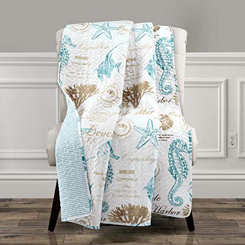 Lush Decor, Blau/Taupe Harbor Life Überwurfdecke, 152 x 127 cm von Lush Decor
