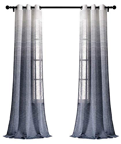 Lush Decor, Blush Ombre Streifen Ösen durchscheinend Fenster Vorhang Paneel Paar, 213,4 x 96,5 cm Navy von Lush Decor