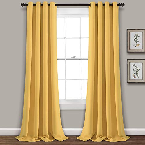 Lush Decor Isolierte Ösen Verdunkelungsvorhang für Fenster, 1 Paar, Polyester, gelb, 52" W x 95" L von Lush Decor