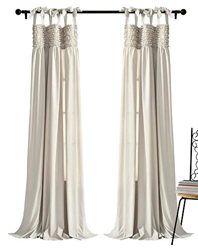 Lush Decor, Neutral Lydia Vorhänge, Rüschenfenster-Set für Wohnzimmer, Esszimmer, Schlafzimmer, 101 cm, 213,4 cm, L-Paar von Lush Decor