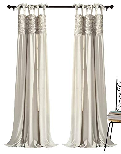 Lush Decor, Neutral Lydia Vorhänge Rüschen Fenster Panel Set für Wohnzimmer, Esszimmer, Schlafzimmer (Paar), 241,3 cm x 40 l von Lush Decor