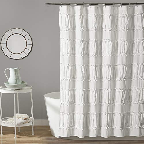 Lush Decor, White Nova Ruffle Shower Curtain, 72" x 72" von Lush Decor