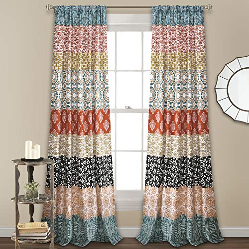 Lush Decor Böhmische Streifen-Fenstervorhänge, buntes Design, 132 x 213 cm, Türkis und Orange Lush Decor Böhmische Streifen-Fenstervorhänge, buntes Design, 132 x 213 cm, Türkis und Orange von Lush Decor