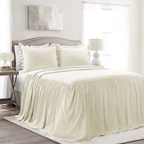 Lush Decor Tagesdecke mit Rüschenrock, Polyester, Elfenbein, Queen, 3 von Lush Decor