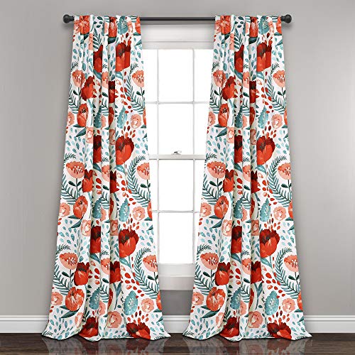 Lush Decor, 241,3 x 132,1 cm, Multi-Mohnblumen-Gartenvorhänge, Raumverdunkelung, Fenster-Set für Wohnzimmer, Esszimmer, Schlafzimmer, 241,3 cm L-Panel-Paar von Lush Decor