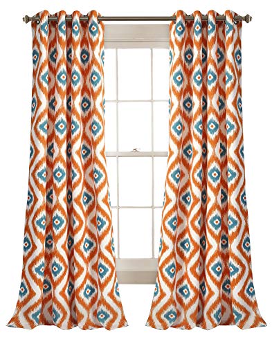 Lush Decor Diamant-Ikat-Vorhänge – geometrisches Muster Druck Raumverdunkelung Fenster Panel Set für Wohnzimmer, Esszimmer, Schlafzimmer (Paar), 213,4 x 132,1 cm, Türkis-Orange Lush Decor Diamant-Ikat-Vorhänge – geometrisches Muster Druck Raumverdunkelung Fenster Panel Set für Wohnzimmer, Esszimmer, Schlafzimmer (Paar), 213,4 x 132,1 cm, Türkis-Orange von Lush Decor
