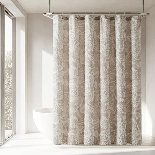 Lush Decor Bali Duschvorhang mit tropischen Blättern, 183 x 183 cm, neutral, tropisches Badezimmer, brauner Badvorhang, Küstendekor Lush Decor Bali Duschvorhang mit tropischen Blättern, 183 x 183 cm, neutral, tropisches Badezimmer, brauner Badvorhang, Küstendekor von Lush Decor