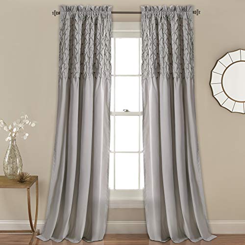 Lush Decor Bayview Curtains Pintuck Textured Semi Sheer Window Panel Drapes Set for Living, Dining, Bedroom (Pair), 84" x 52", Gray von Lush Decor