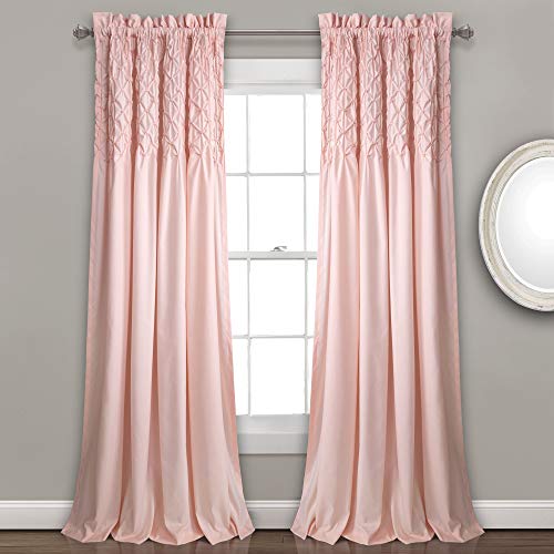 Lush Decor Bayview Vorhänge – Biesenstruktur, halbtransparent, Fenstervorhang-Set für Wohnzimmer, Esszimmer, Schlafzimmer (Paar), 213,4 x 132,1 cm, Blush von Lush Decor